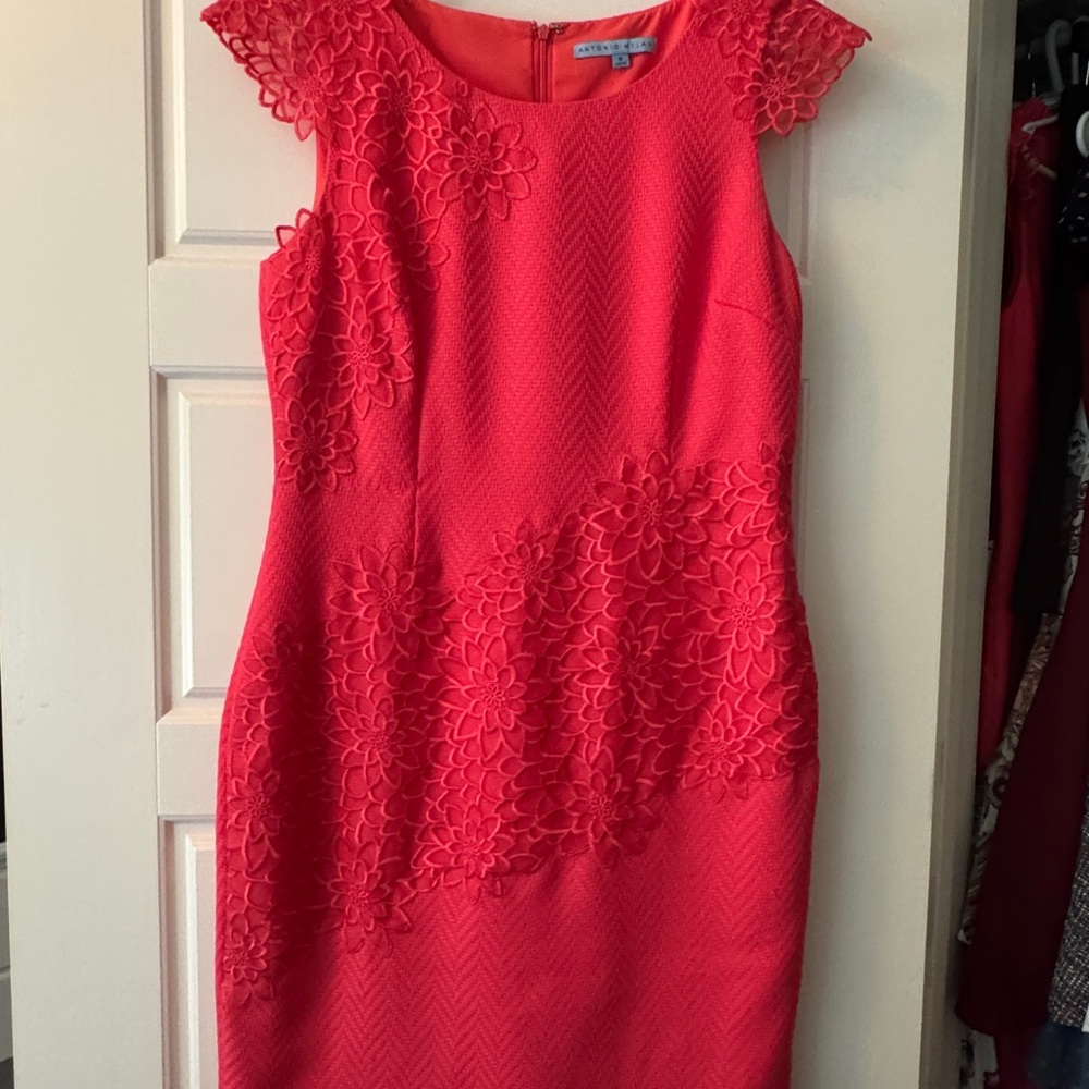 ANTONIO MELANI salmon /bright pink Dress Cap Sleeve